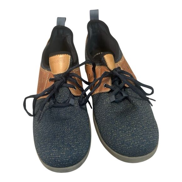 Rockport TruFlex Comp Steel Toe Work Shoes Mens 10 W Blue Knit Lace Up Low Top - Picture 2 of 7